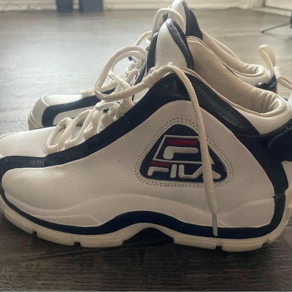 A used pair of Grant Hill Fila sneakers